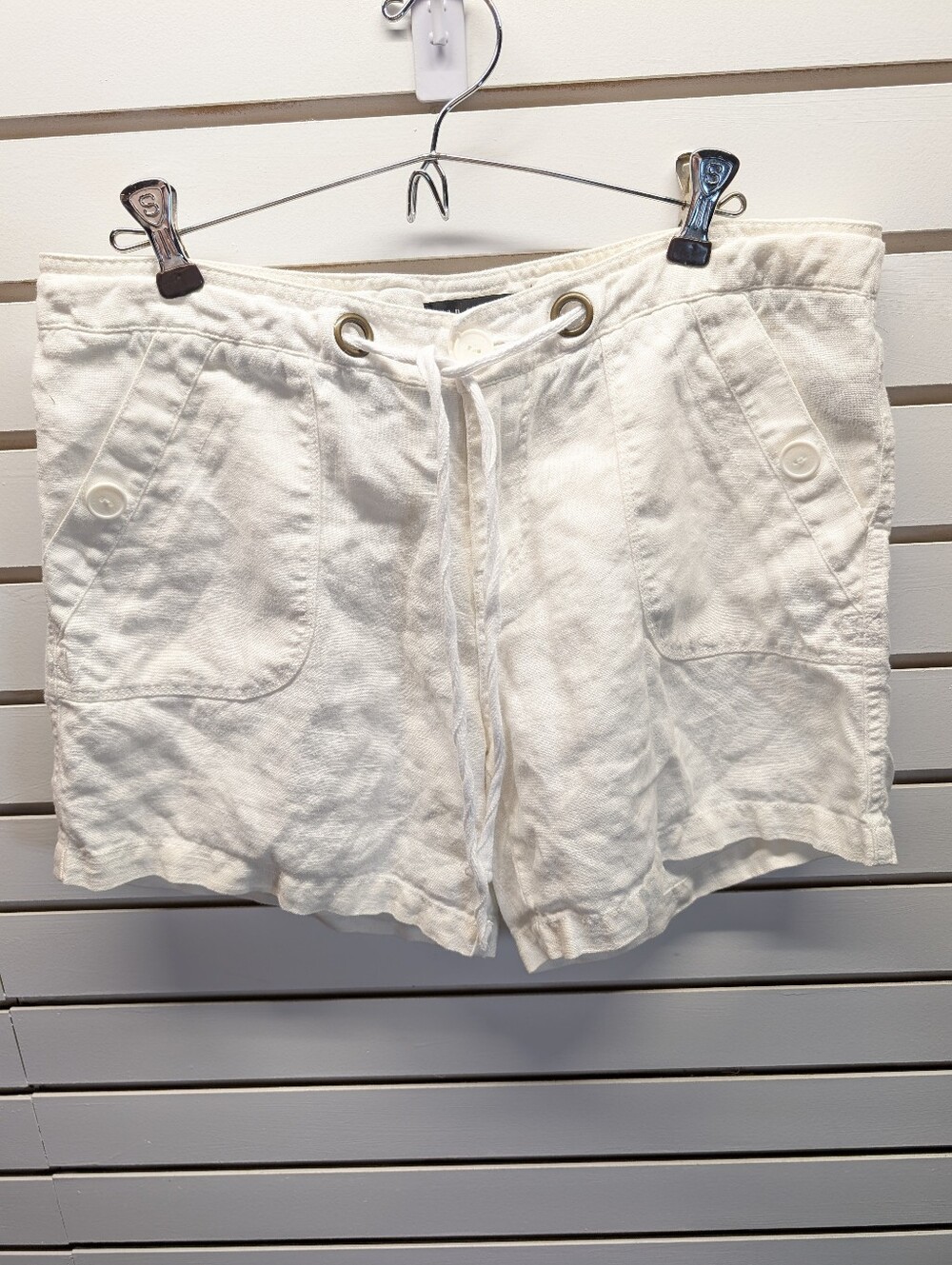 Sanctuary Linen Casual Cargo Slip On White Shorts Size 29 EUC